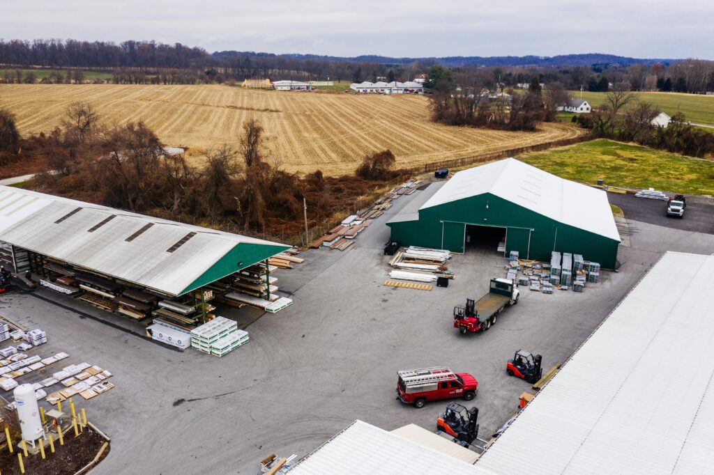 An aerial shot of outbuildings at the Avondale J&L location